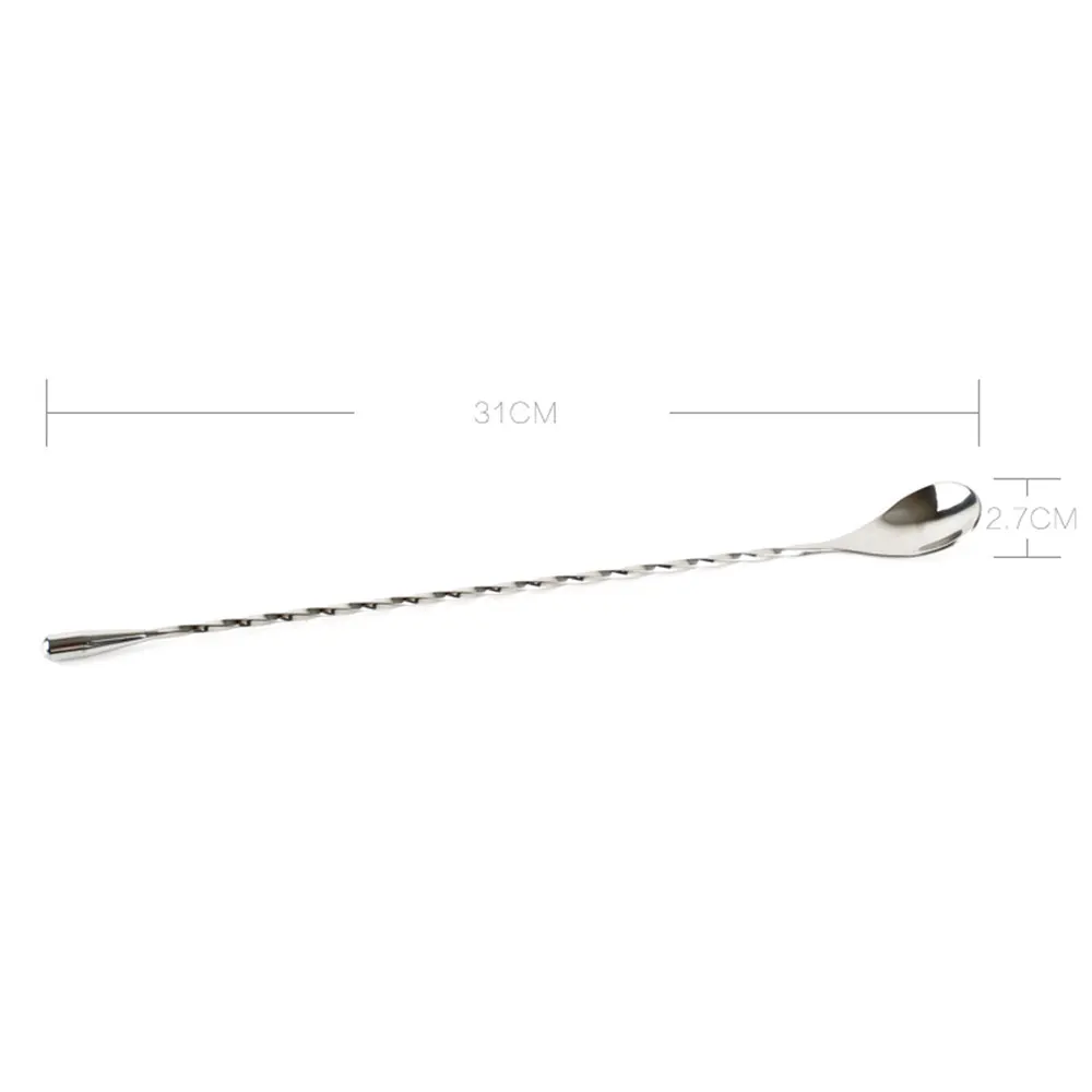 1/2PCS Cocktail Drink Shaker Long Handled 304 Stainless Steel Coffee Spoon Ice Cream Dessert Tea Stirring Spoon Bar Kitchen