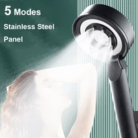 Black Silver Shower Head High Pressure 5 Modes Water Saving Nozzle Powerful Pressurized Spa Handheld Showers Bathroom accessorie 2