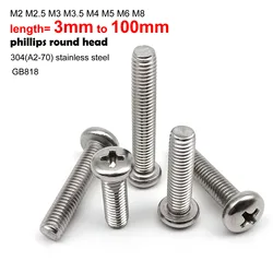 Premium Stainless Steel Pan Head Screws - Assorted Sizes and Lengths - M6  10pcs