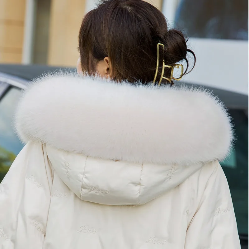 Faux Fox Fur Collar Winter Women Fake Fur Scarf Shawls for Coat Warmer Decor Furry Fur Hood Trims Parkas Jacket Fur Scarves 3