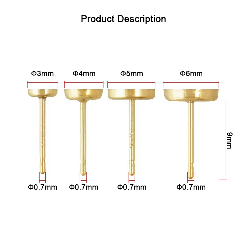 14K Gold Filled Round Bezel Cup Earring for Jewelry Handmde DIY Cup Earring Post Accessories Hypoallergenic Jewelry Accessory