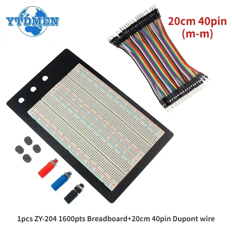Breadboard ZY 204 1660pts Dupont Wire Cable Set 20cm 20 40Pin Male To Male Dupont Wire Breadboard DIY Electronic Kit