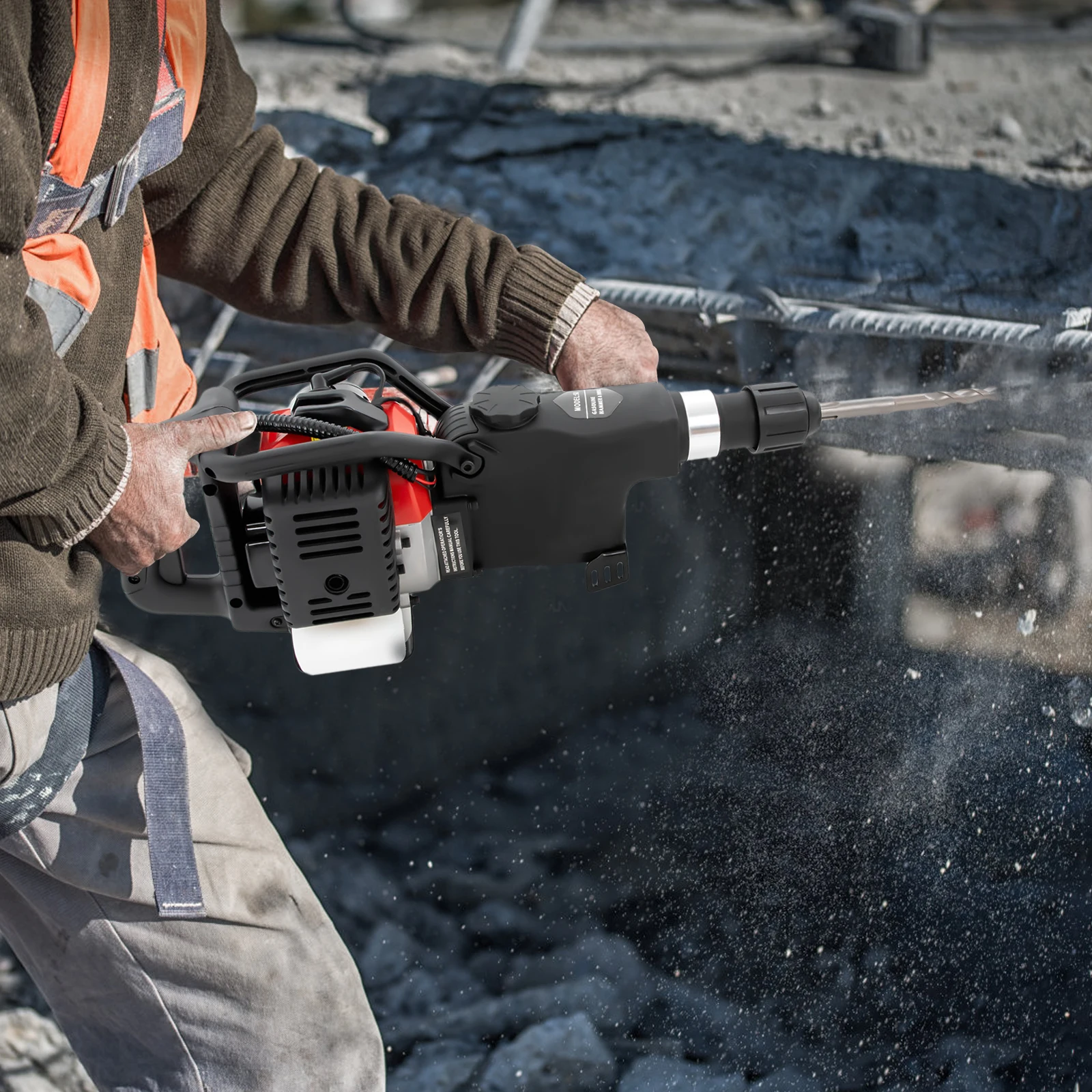 3-in-1 Multi-Purpose Gasoline Hammer, 1000W Handheld Impact Drill, Crushing and Demolition Pick, Concrete Destruction Tool 2