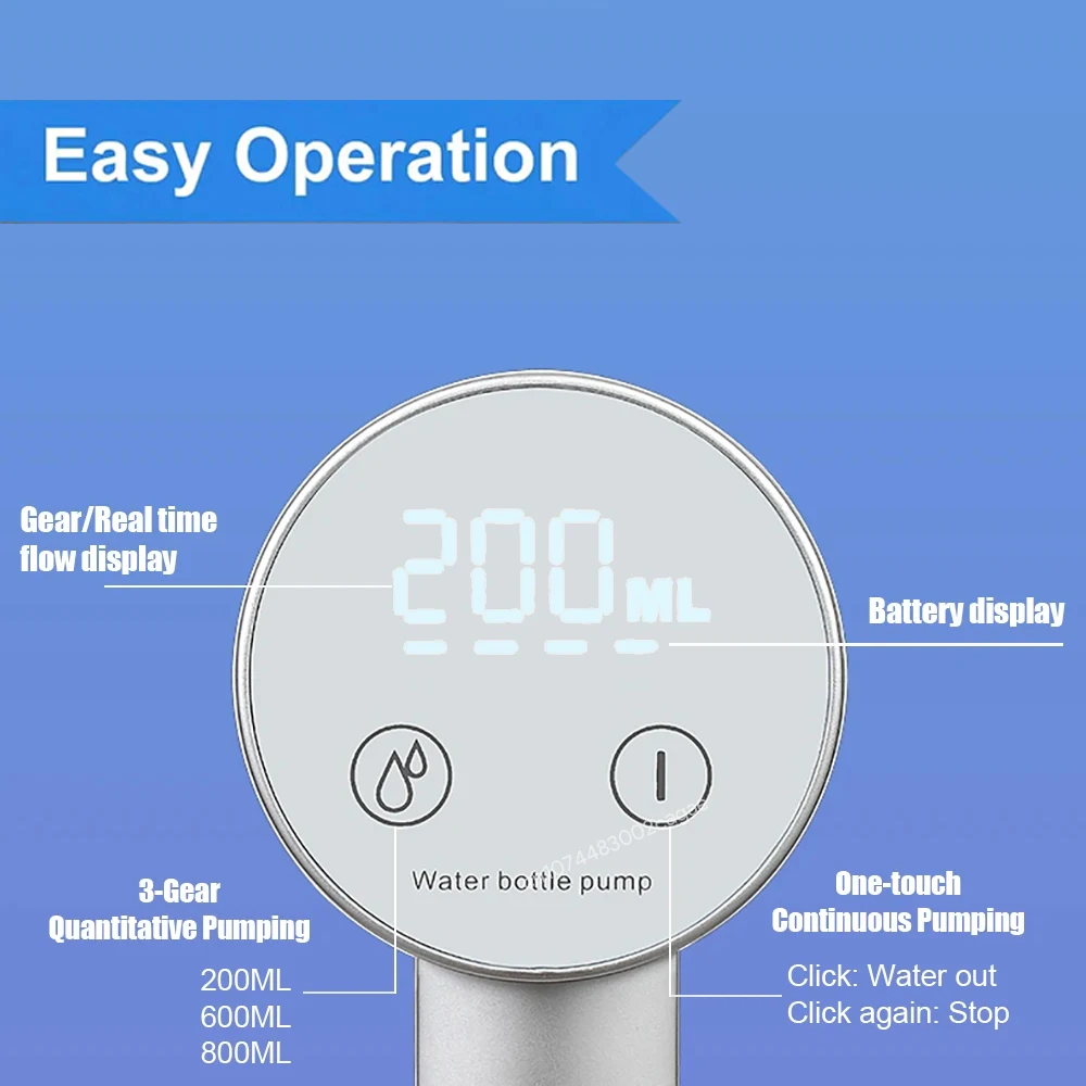 Water dispenser Electric Water Gallon Bottle Pump LED Display Rechargeable Automatic Foldable Desktop Bottle