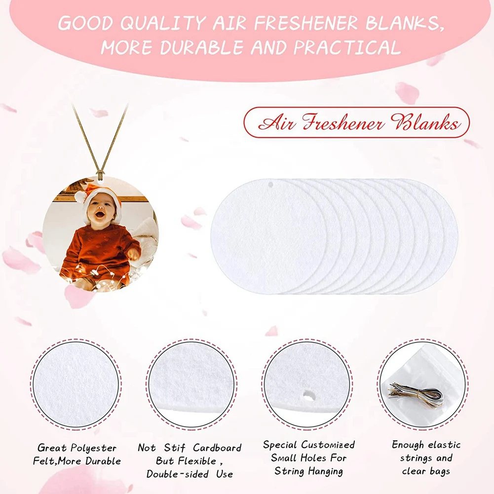 100 Pieces Sublimation Air Freshener Blanks DIY Air Freshener Scented Blank  Car Pressed Felt for DIY Heat Press-Round - AliExpress