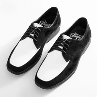 Double Colors Popping Leather Shoes Handcrafted Cowhide Men Black White Shoes Locking Street Dance Antique Funky Hip Hop Shoe 1