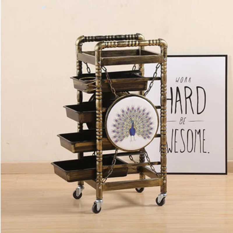 Carrello Dell'Organizzatore Pieghevole Del Carrello Delle Ruote Del Salone Di Bellezza Con Le Ruote Carrello Ausiliario Dell'Automobile Dello Strument