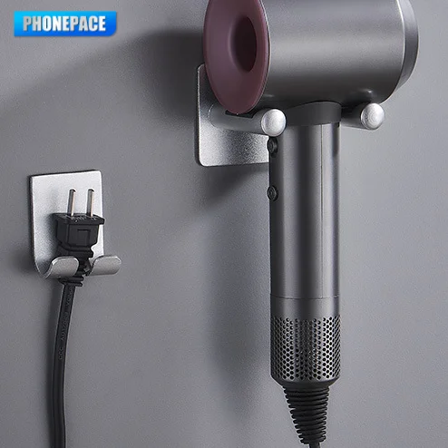 Wall-mounted hair dryer organizer waterproof space-saving for bathroom
