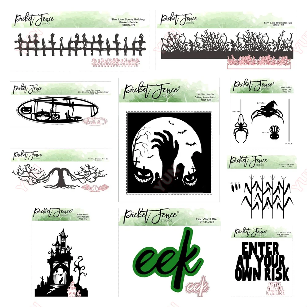 

Oval Fun House Spider Dies Building Broken Fence Dies DIY Craft Embossing to Make Greeting Card Photo Album Gift Decoration New