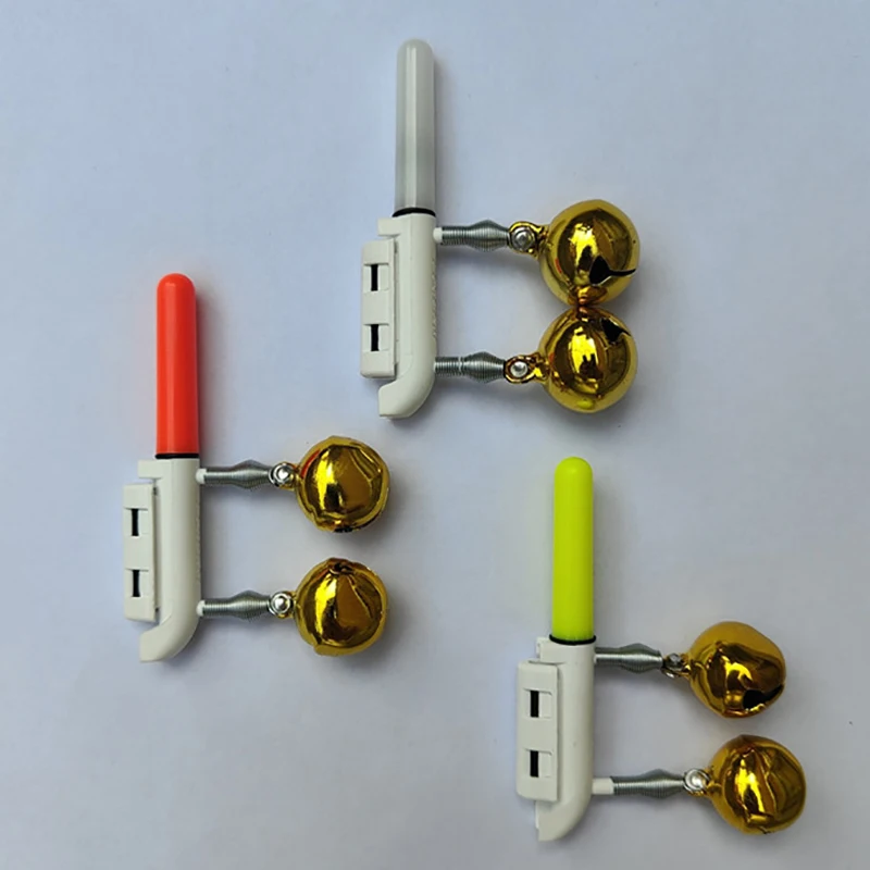 Double clochette avec clip et lampe LED pour canne à pêche - Détection lumineuse sans pile pour pêche de nuit