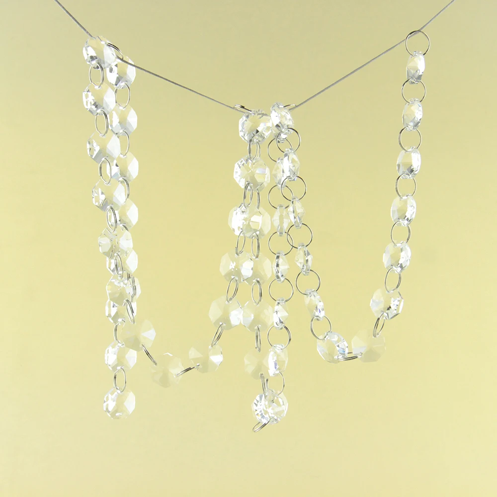 10m/Roll Acrylic Octagon Beads Chain 14mm Clear Beads Sun Catcher Chandelier Parts Home Wedding Decoration acrylic beads garland