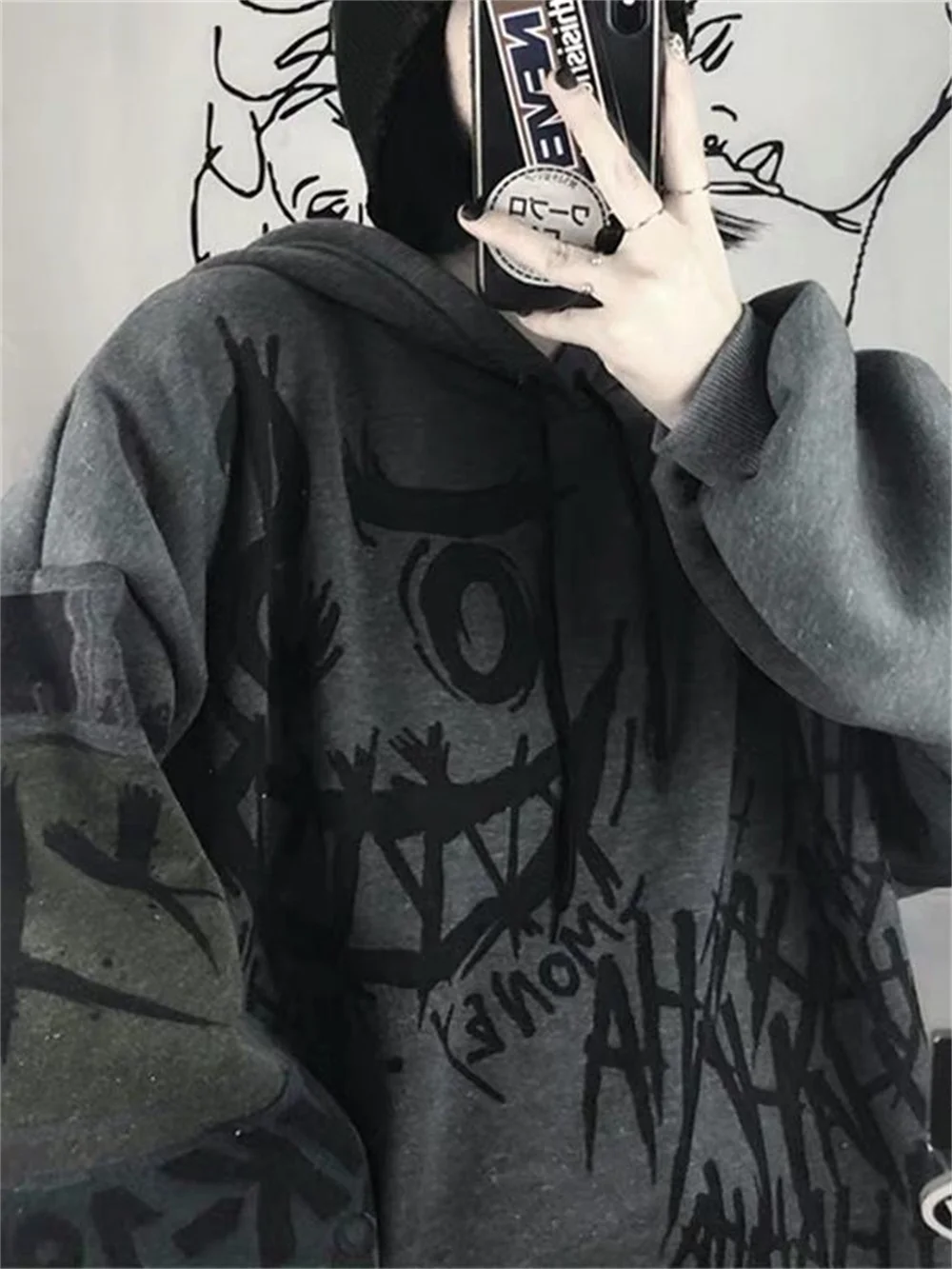 2022 Cartoon Emo Sweatshirt Grunge Harajuku Anime Hip Hop