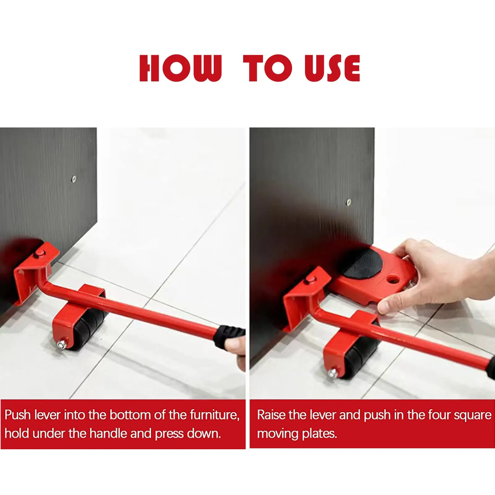 Furniture Movers 5Pcs/set Tool Set Heavy Stuffs Moving Roller Bar Furniture Mover Lifter Wheel Professional Moving Tool