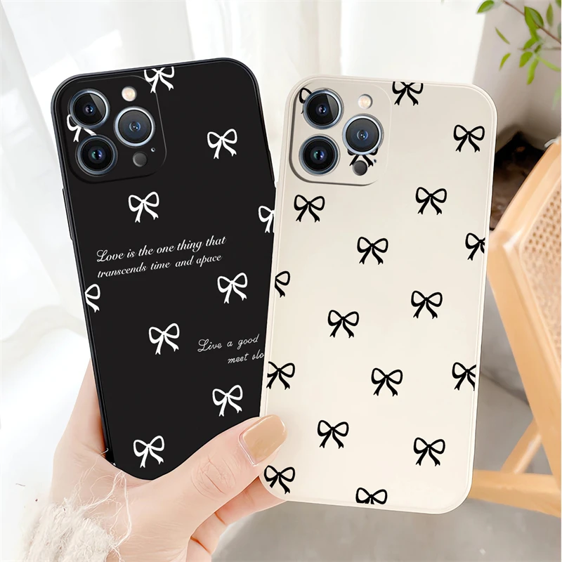 Elegant White Bow Knot Shockproof Silicone Phone Case