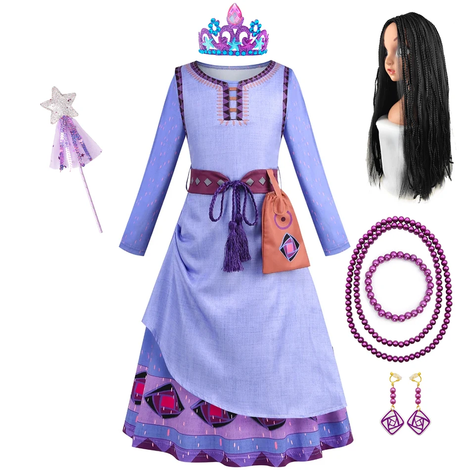Asha Princess Wish Luxury Party Dress for Girls with Belt - Cosplay & Role Play Outfit