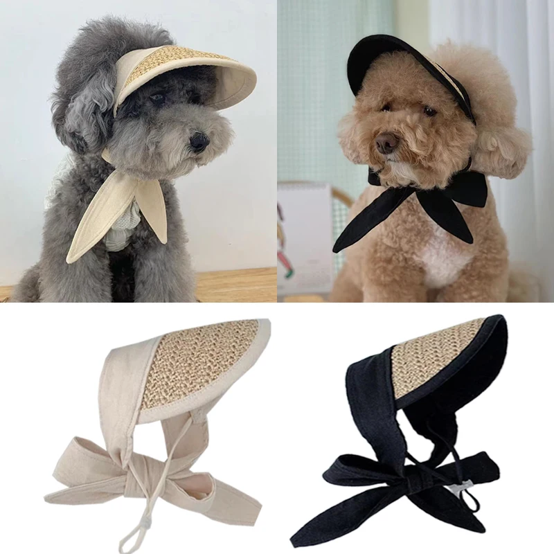 

2023NEW Dog Costume Cat Hat Small Dog Caps Teddy Sun Sunscreen Sunshade Pastoral Style Idyllic Ins Cute Solid Color Pet Hats Cap