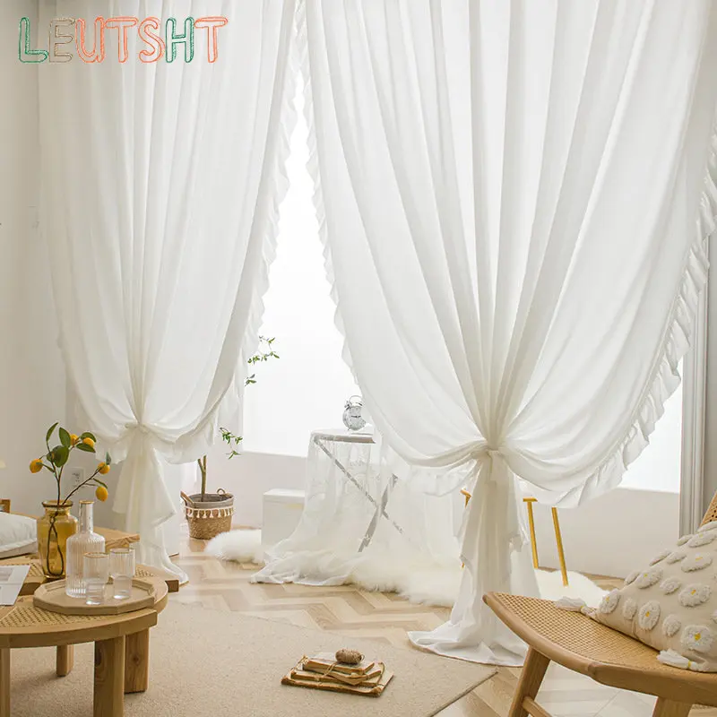 

Занавески в японском стиле для гостиной, столовой, спальни, кружевные простые легкие и непрозрачные плотные оконные занавески из белого тюля