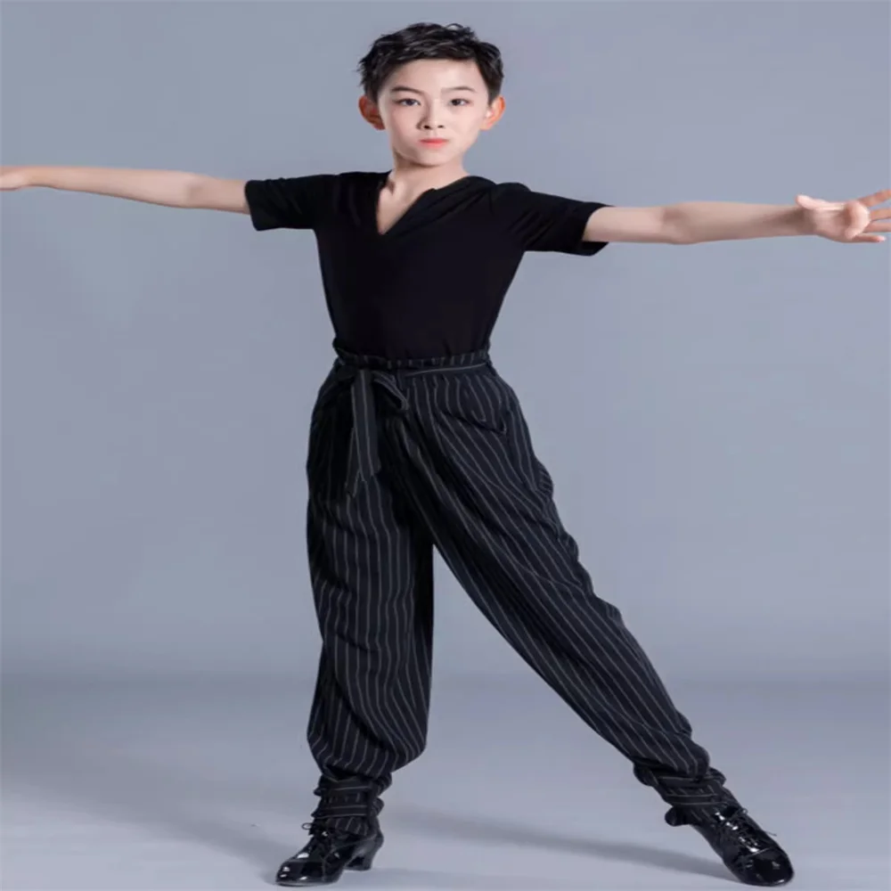 Boy Latin Dance Pants Ballroom Dance Pants Children's lace-up waist Cha Cha/Rumba/Samba