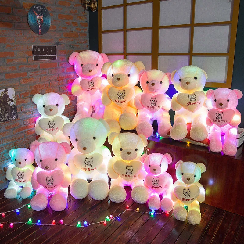 

60cm Luminous Music Bear Doll Plush Toys Stuffed Doll Soft Sofa Pillow/Cushion Colorful Glowing Teddy Bear Toys Christmas Gifts