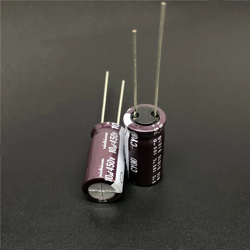 10Pcs/100Pcs 10uF 450V Aluminum Electrolytic Capacitor electrolytic capacitor aluminum capacitor aluminum electrolytic capacitor NICHICON CY Series 10x20mm High Ripple Current Long Life 450V10uF