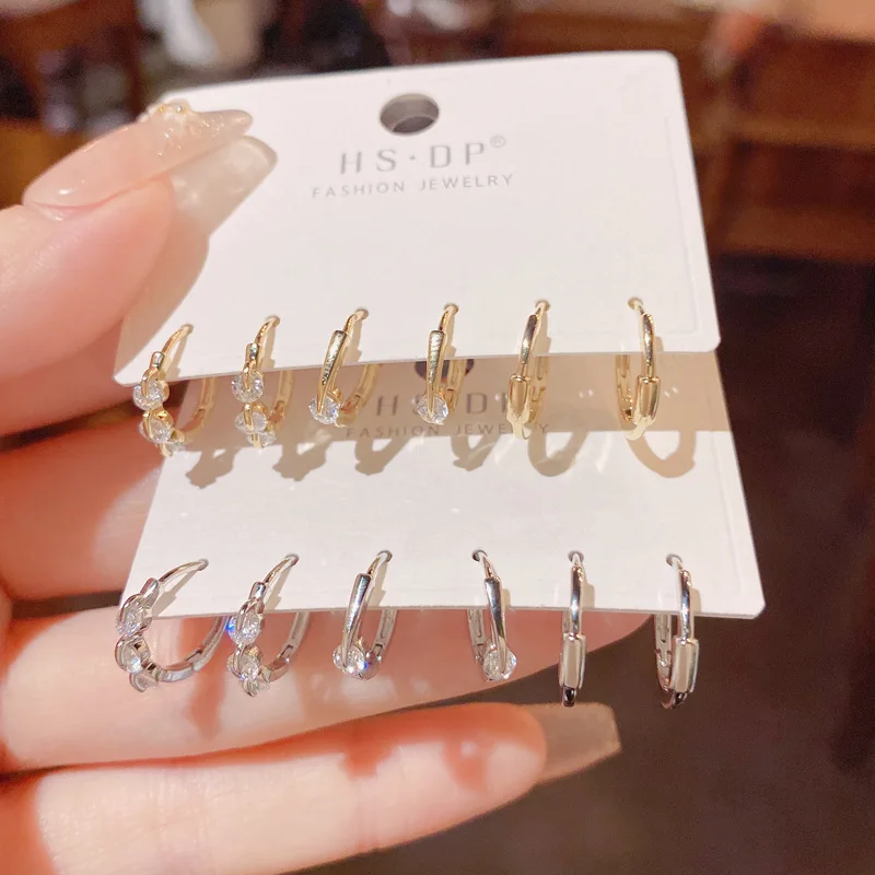 2023 New earrings Gold set earrings Women's earrings Fashionable and simple Three earring sets