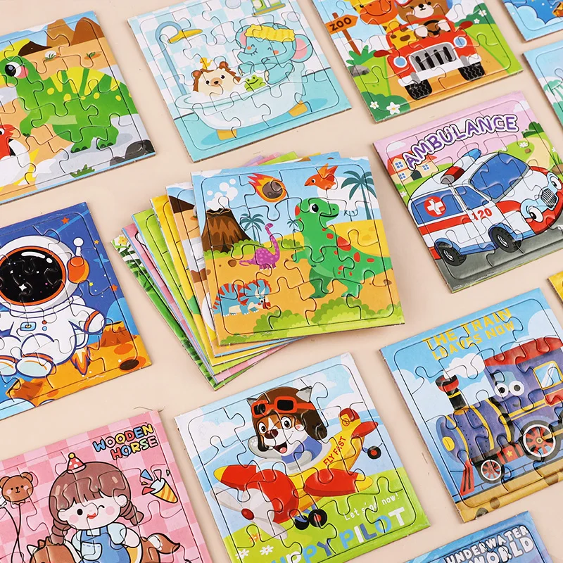 15/30Pcs Mini Cartoon Animal Paper Jigsaw Puzzles Educational Toy Kids Birthday Party Favors Gift School Rewards Pinata Fillers