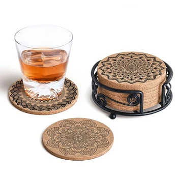 Nordic Mandala Round Cork Coaster