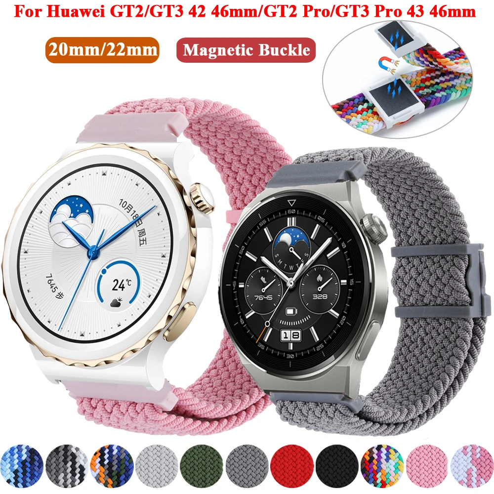 

20 22mm Smartwatch Belt Band For Huawei Watch GT3 GT 3 Pro 43 46mm Bracelet Braided Nylon Straps GT 2 GT2 Pro 42 46mm Watchbands