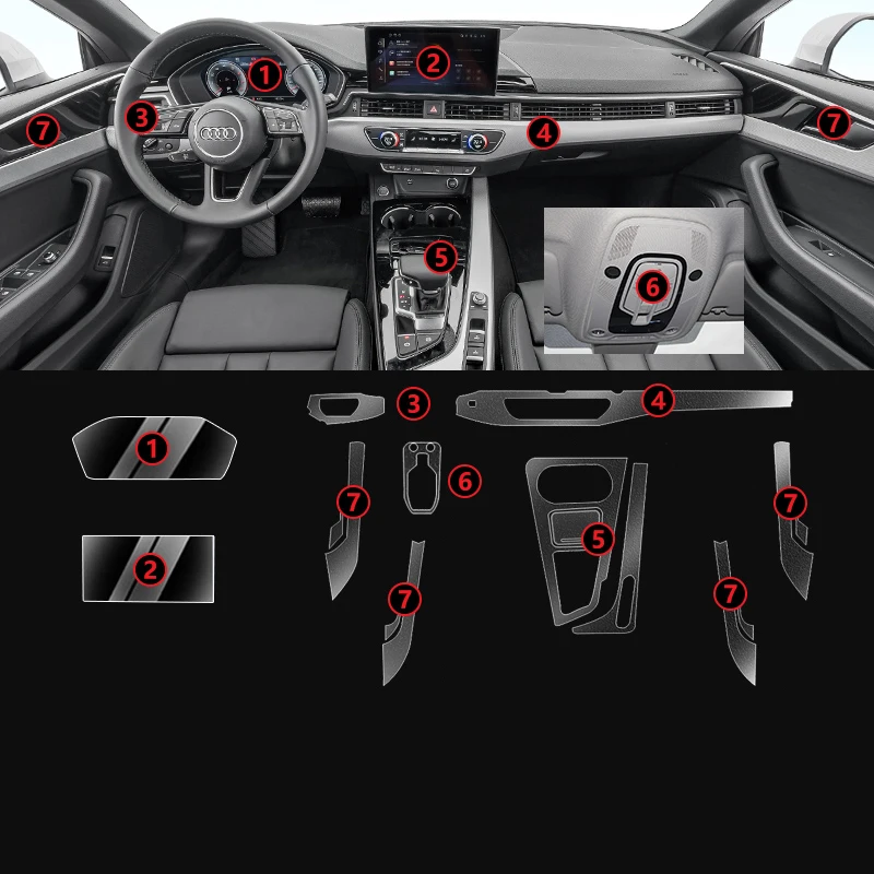 TPU transparente Folie für Audi A7 A6 Allroad A5 Auto Innen aufkleber  Mittel konsole Luft getriebe Bildschirm Armaturen brett Tür Fenster Panel -  AliExpress