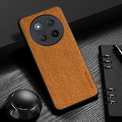 Elegant Leather Wood Grain Cover - Simple, Lightweight & Durable Case for Honor X5b Plus (Orange)