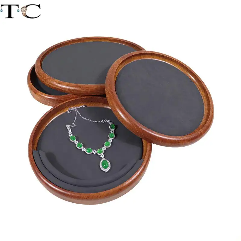 Wood Grain Jewelry Display Rack Microfiber Pendant Necklace Display Rack Bracelet Ring Earrings Storage Display Tray