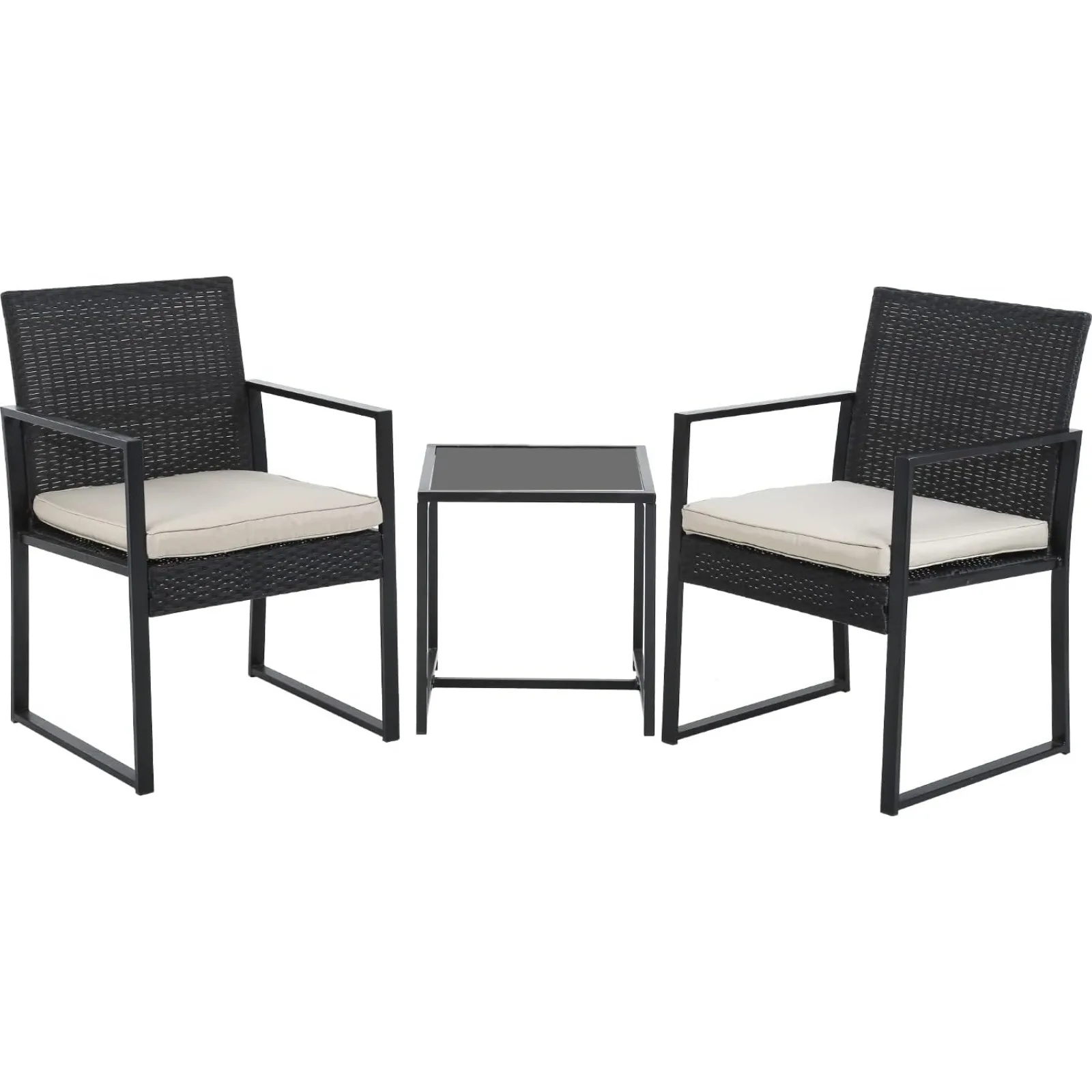 

US Bistro Set 3 Pieces Outdoor Wicker Chair Patio Rattan Furniture Wicker Conversation Sets Backyard Garden Balcony Poolside