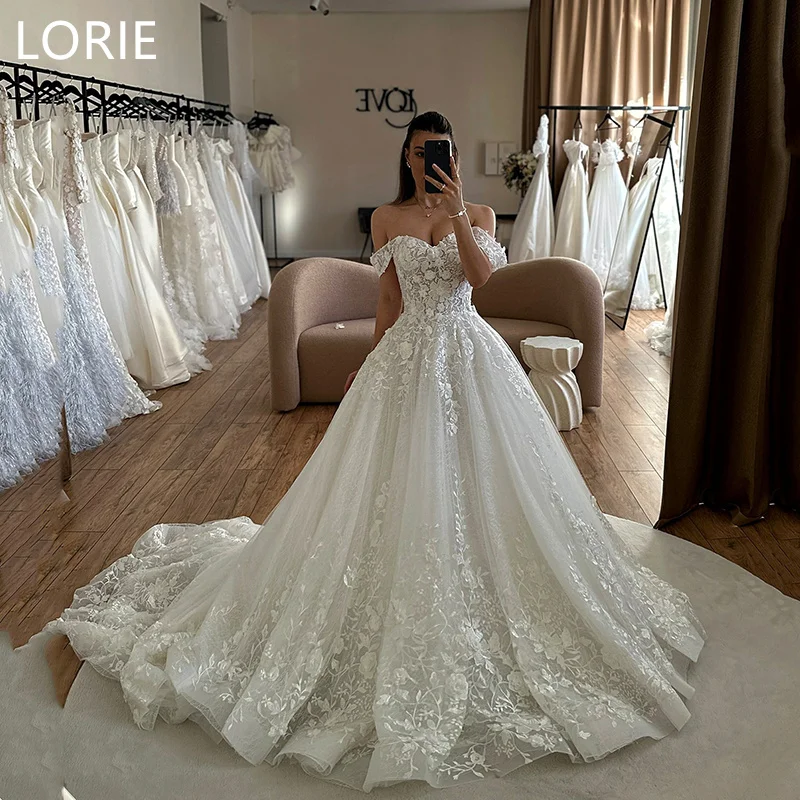 Wedding Dresses LORIE A-line Lace Appliques Sexy Off Shoulder Sweetheart Backless Bride Gown