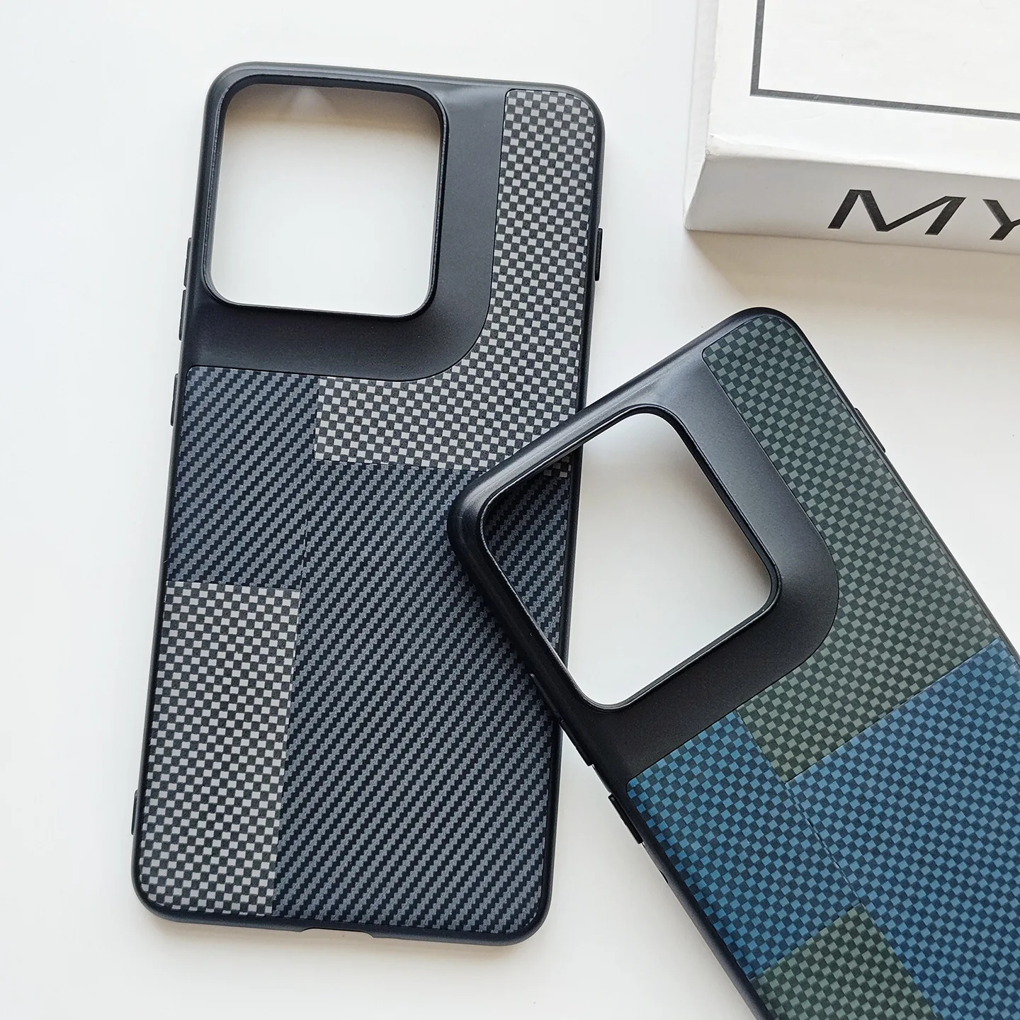 Luxury PU Leather TPU Kevlar Striped Shockproof Back Case