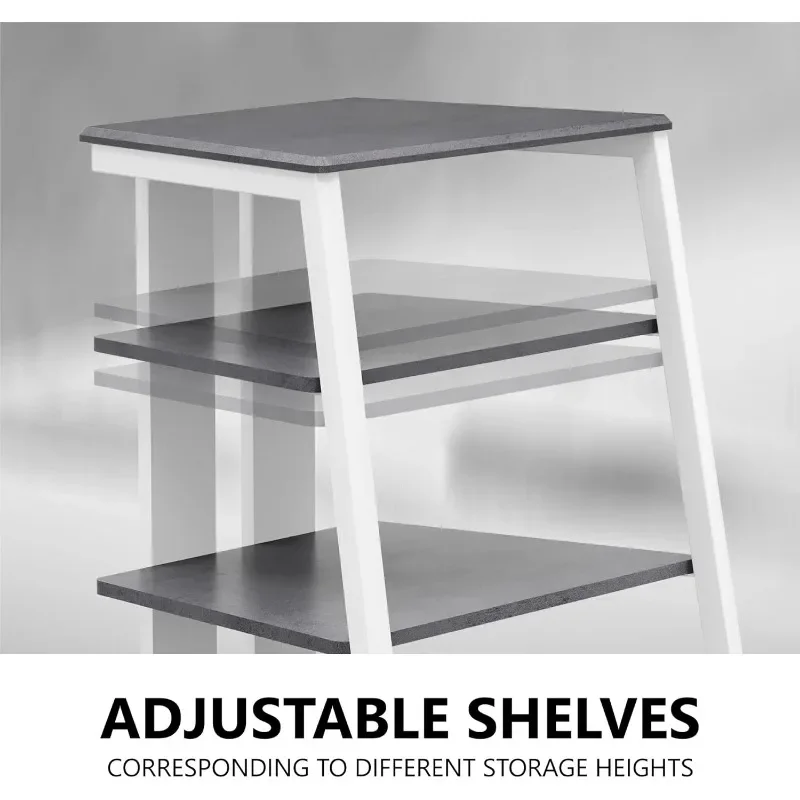 home. Design 4-Tier AV Media Stand Corner Shelf Stand Wooden Corner Shelves Component Cabinet Stereo Rack Audio Tower 4