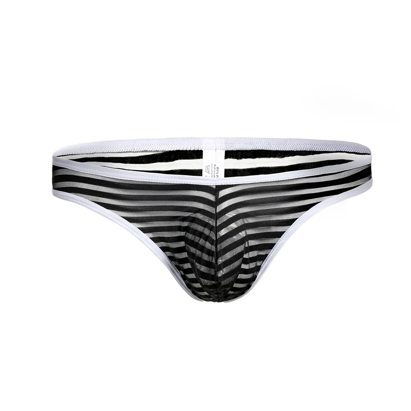 

Мужские трусы брифы в полоску, черные прозрачные трусы брифы, сексуальное нижнее белье для мужчин, гей-трусы