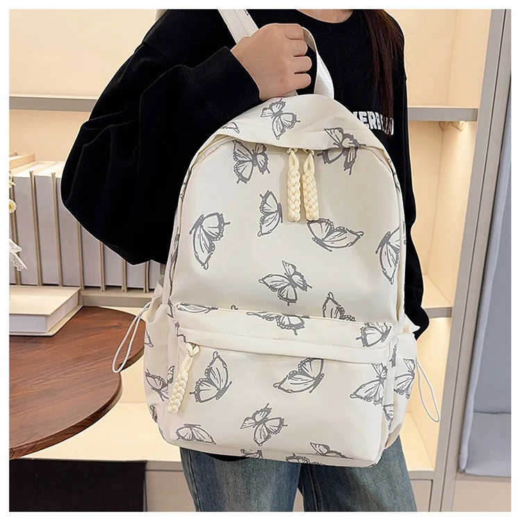 Sweet School Sle Print Large Capaci Lightweight ex Bapa for Campus Use Soft Handle Zipper Closure