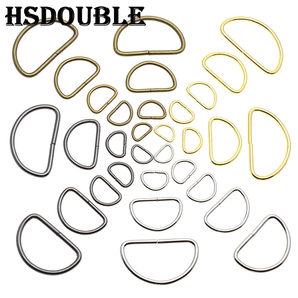 Non-Welded Nickel Plated D Ring Semi Ring Ribbon Clasp Knapsack Belt Buckle 10 Pcs/Pack