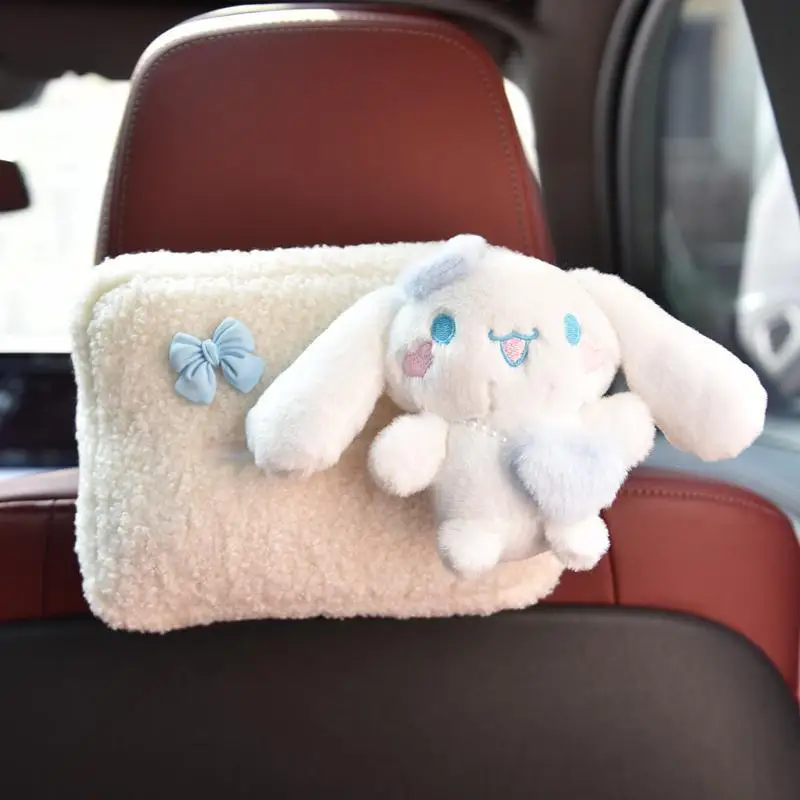 

kawaii sanrio Cinnamoroll Car Tissue Box Pachacco cartoon Creative Cute Auto Interior Storage Universal Car Supplies Accessorie