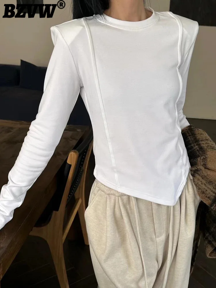 

BZVW 2023 Autumn Winter New Irregular Patchwork Deconstruction Women T-shirt Niche Designer Casual Female Tops Trendy 25X3745