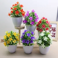 1pc Artificial Flowers Five Leaf Plum Small Potted Plants Tree