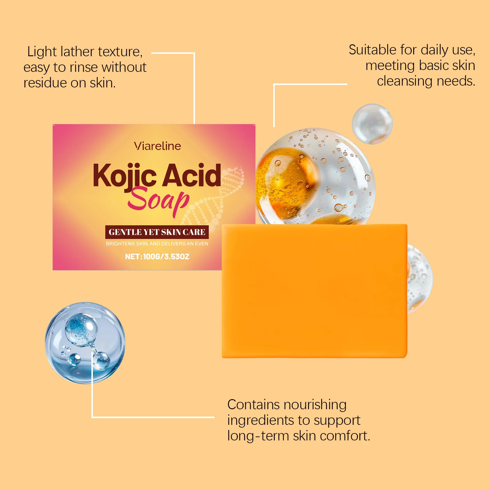 Kojic Acid Body Soap -Gently Cleanses Skin All Over the Body,Leaves a Long-Lasting Fragrance, and Nourishes for Soft,Smooth Skin