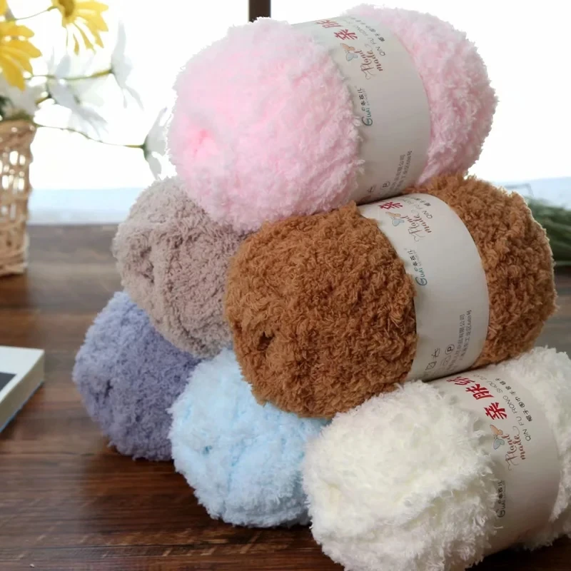 Chenille Yarn Soft Thin Coral Velvet Towel Yarn Hand Knitting Crochet Bags Hats Dolls DIY 50g/Set