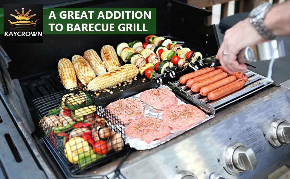 BBQ Sausage Baking Grill Rack Stainless Steel Roller Grill Brackets Household Outdoor Heat Resistance Non-Stick Barbecue Tool