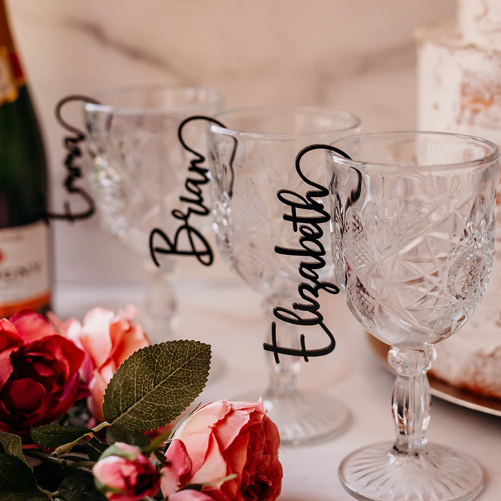 Personalized Wedding Drink Name Tags Wine Glass Charms Party Glass Toppers Cocktail Names Wedding Gift Place