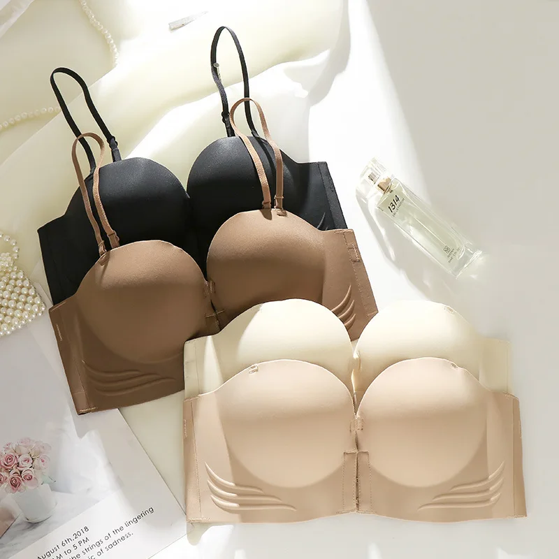 Reggiseno push up senza spalline FallSweet per donna Reggiseni tubolari antiscivolo senza schienale con fibbia laterale Intimo sportivo bralette senza fili - immagine 6