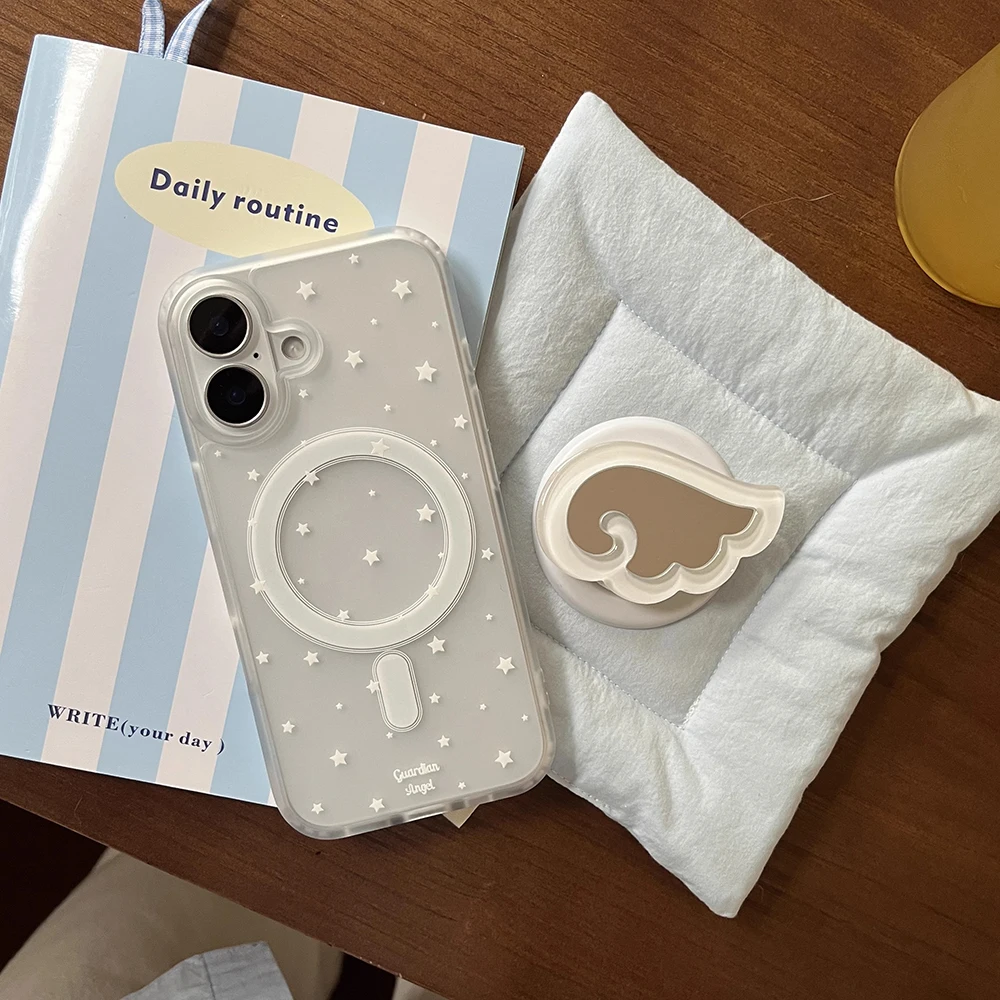 Magnetic Angel Wings Mirror Phone Case with Stand and Holder - Soft, Lovely Design