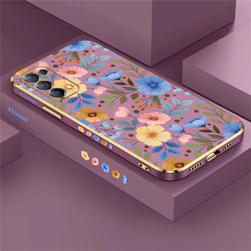 Elegant Floral Silicone Phone Case with Plated Design – Soft Protective Cover
