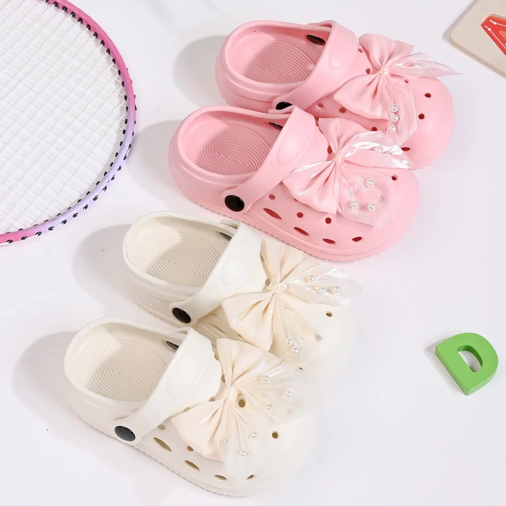 Kinder-Hausschuhe Sommer Mädchen Spitze Schleife Niedliche Rutschfeste Offene Zehen Clogs für Kleinkinder und Größere Kinder Sandalen
