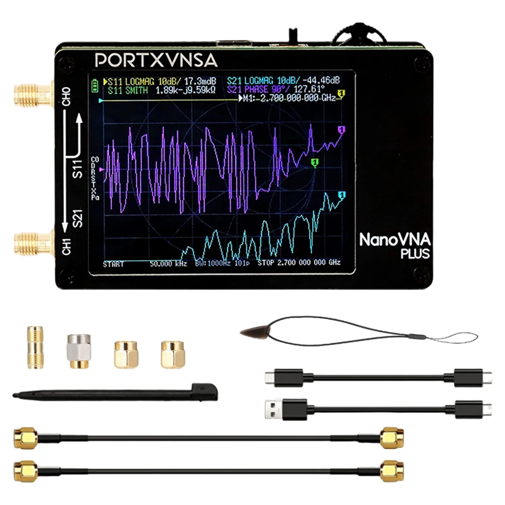50Khz-2.7Ghz 스펙트럼 분석기 MF VHF UHF 안테나 테스트 분석기 1000mAh 네트워크 안테나 분석기 반사 측정 도구
